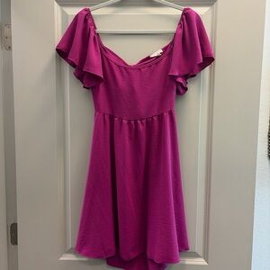 Flutter Sleeve Tie-Back Mini Dress